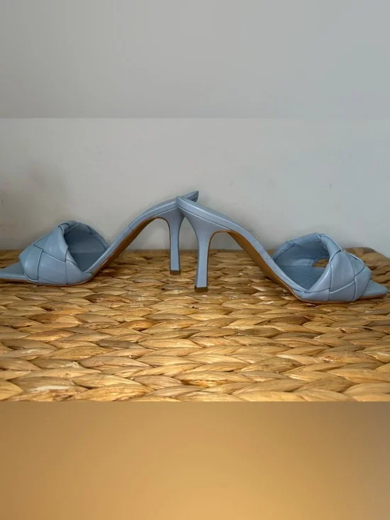 Vince Camuto Light Blue Woven Slide Heels - Picture 11 of 15